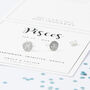 Pisces Zodiac Sterling Silver Stud Earrings – Engraved Astrology Star Sign Jewellery Birthday Gift, thumbnail 2 of 10