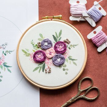 Lilac Bouquet Embroidery Hoop Kit, 4 of 8