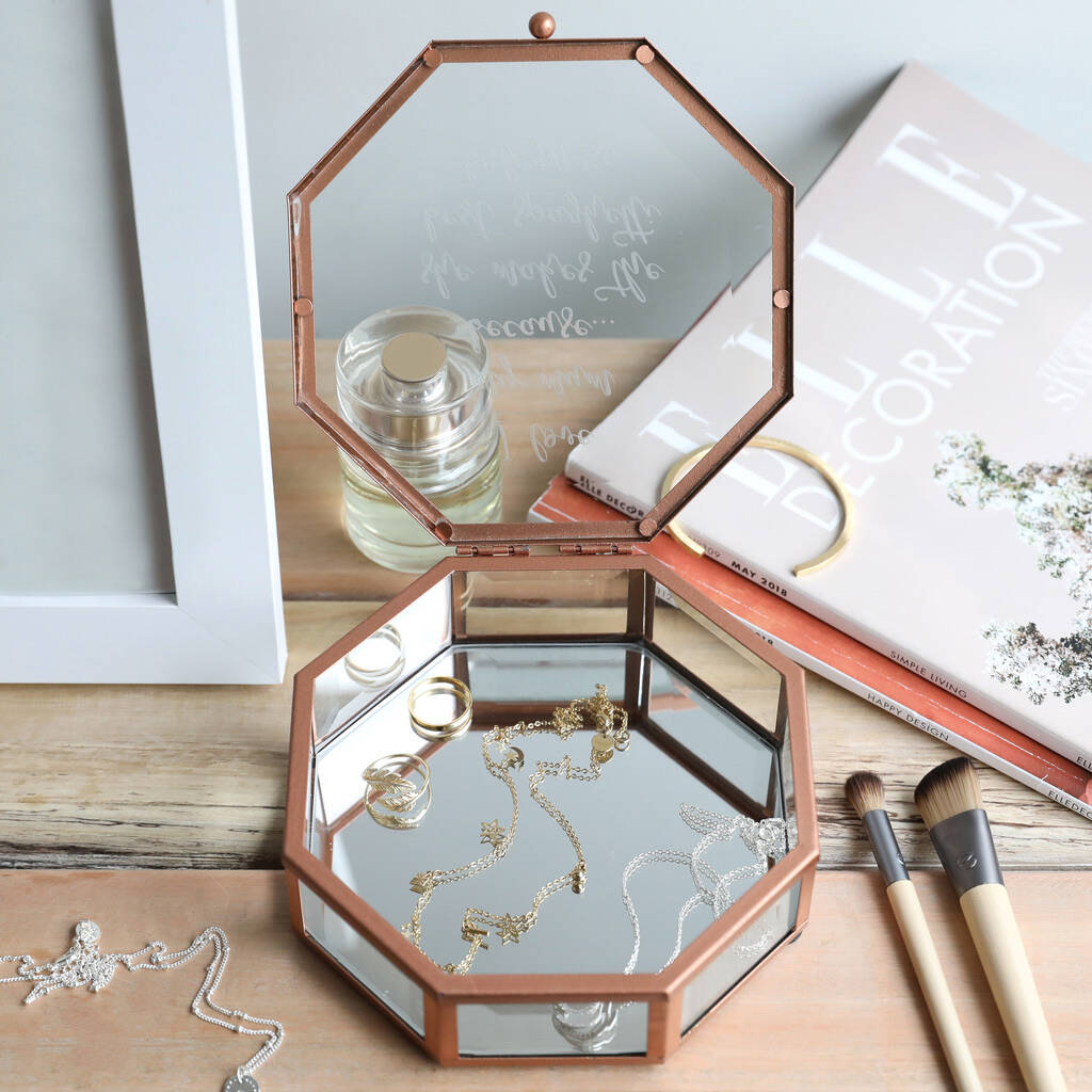 Personalised 'I Love My Mum' Copper Glass Jewellery Box By Lisa Angel