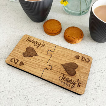 Personalised Oak Veneer Jigsaw Coasters Playing Cards, 4 of 8