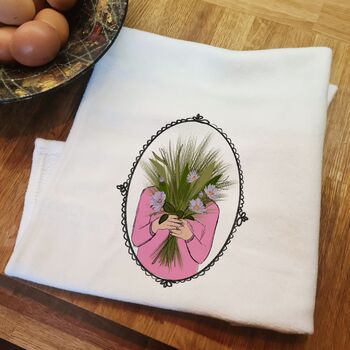 Personalised September Birth Flower Tea Towel, 4 of 9
