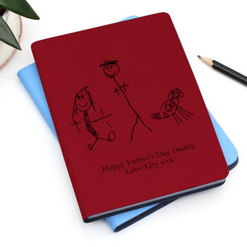 Refillable Leather Notebook With Child's Engraved Image, 3 of 7