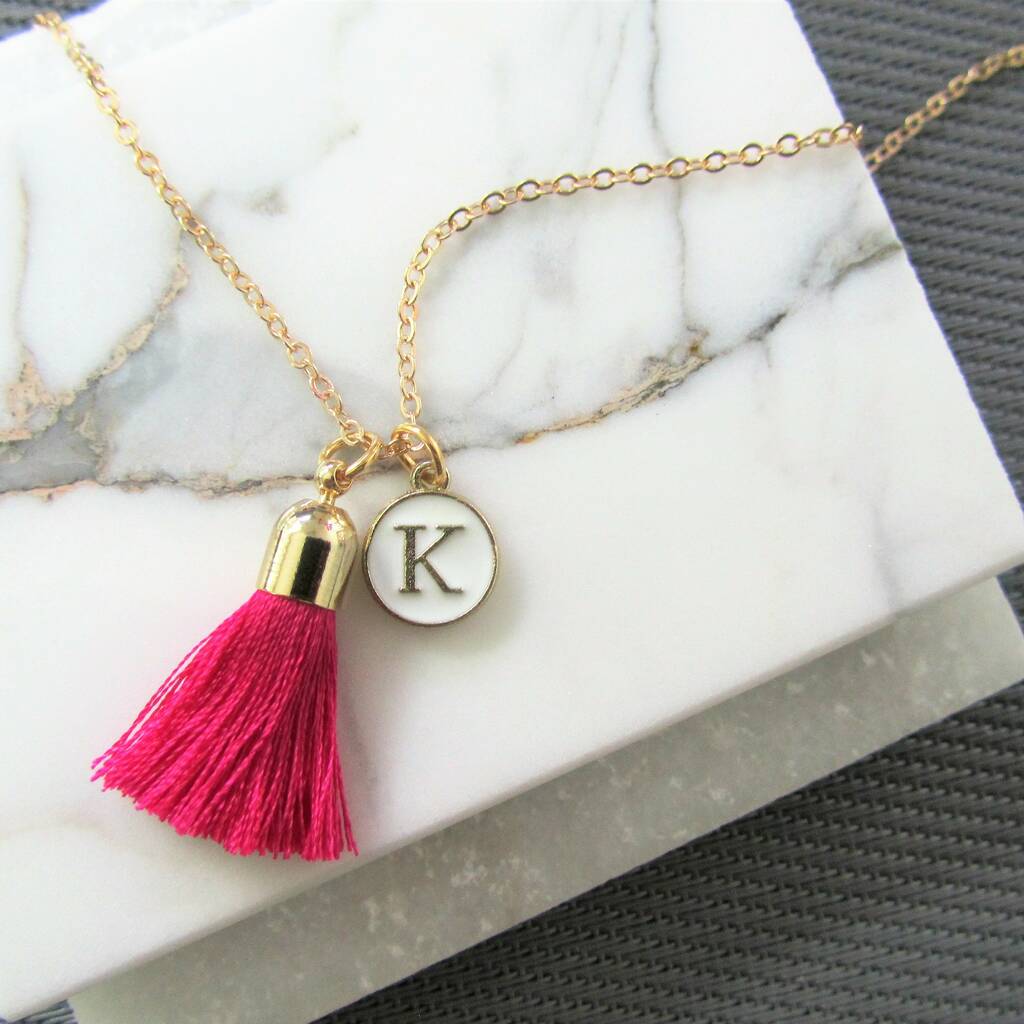 Initial 2025 tassel necklace