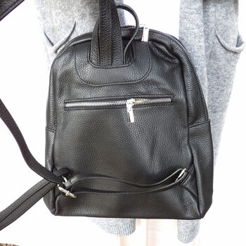 Black Leather Rucksack, 3 of 9