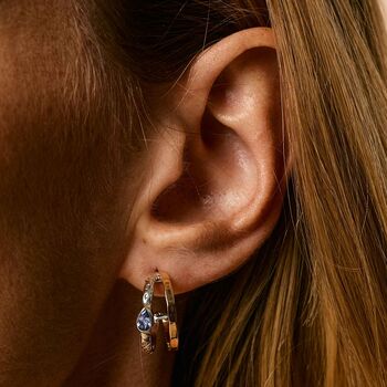 Aura Magic Tanzanite Mixed Metal Hoop Earrings, 6 of 10