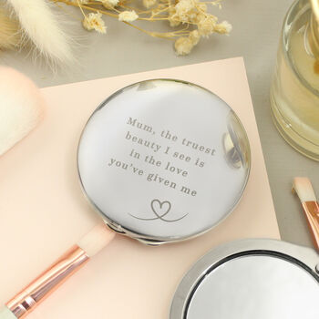 Personalised Heart Round Compact Mirror – Thoughtful Gift For Her, 2 of 4