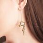 Flow Asymmetric Gold Plated Pearl Long Earrings, thumbnail 1 of 6