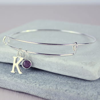 Personalised Initial Birthstone Bangle, 6 of 10