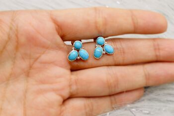 Turquoise Silver Stud Earrings Set: December Birthstone, 3 of 4