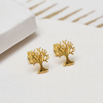 Sterling Silver Or Gold Plated Tree Stud Earrings, 6 of 12