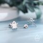 Sterling Silver Delicate Minimalist Ghost Stud Earrings, thumbnail 4 of 11