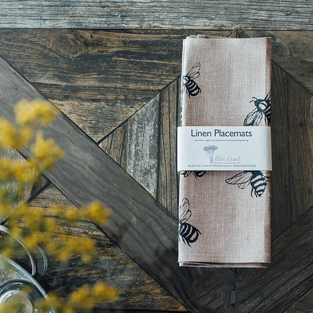 Bee Linen Placemats Set Of Two By HELEN ROUND