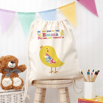 Personalised Singing Bird Cotton Nursery Bag, 2 of 4