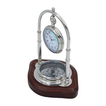 Personalised Chrome 12th Anniversary Desk Clock With Compass, 3 of 10