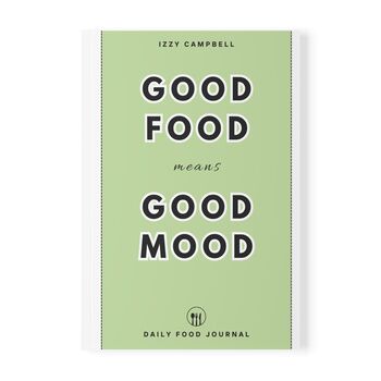 'Good Food Good Mood' Personalised Food Journal Sage Green, 4 of 8