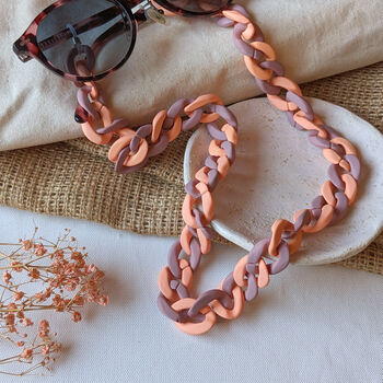 Glasses Chain Matte Aubergine And Coral Chunky Acrylic, 2 of 9