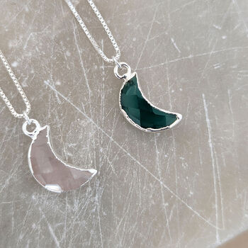 Sterling Silver Faceted Gemstone Moon Necklace, 3 of 11