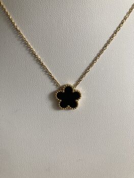 Five Leaf Black Single Clover Pendant Necklace, 5 of 5
