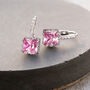 Pink Crystal Encrusted Square Hoop Earrings, thumbnail 1 of 3