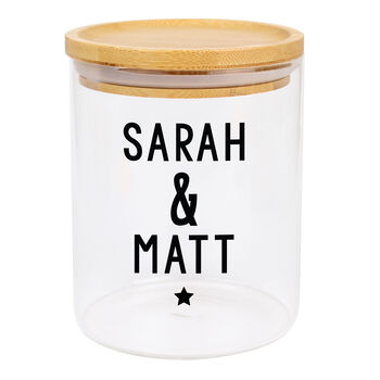 Personalised Glass Treat Jar With Bamboo Lid, 2 of 4