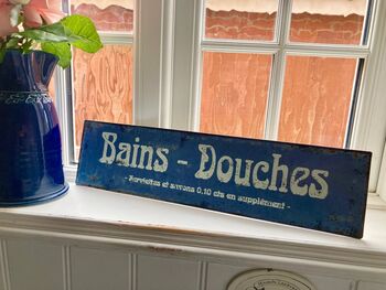 French Salle De Bain Bathroom Sign Vintage Metal Plaque, 5 of 7