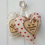 Linen Anniversary Heart With Oak Wood Heart Message, thumbnail 5 of 10