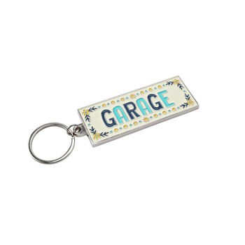 Garage Keys White Enamel Keychain Keyring, 3 of 3