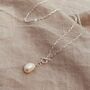 Sterling Silver T Bar Pearl Necklace, thumbnail 7 of 7