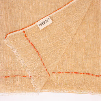 Linen Scarf, Mustard And Orange, 2 of 3