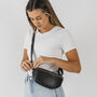 Black Soft Italian Leather Bum Bag, thumbnail 2 of 10