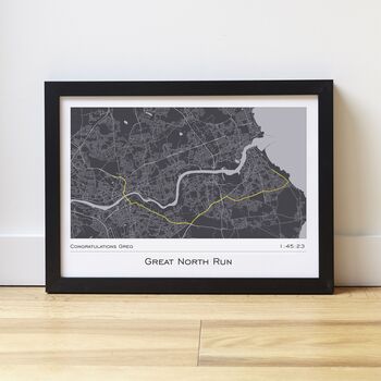 Great North Run Route Map Personalised Runner Gift, 9 of 9