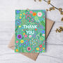 Floral Thank You Card For Women, Teal Flowers, For Her, thumbnail 2 of 2