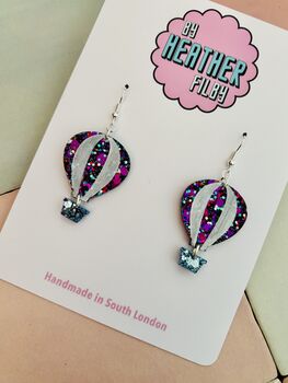 Hot Air Balloon Glitter Earrings / Adventure Awaits Gift For Travellers / New Beginnings Gift / Gift For Graduation Or New Job, 2 of 4