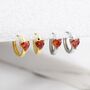 Garnet Red Heart Cz Huggie Hoop In Sterling Silver, thumbnail 8 of 12
