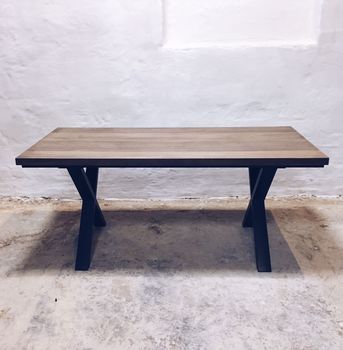 Salford Oak X Shaped Legs Bold Dining Table, 3 of 8