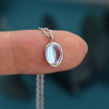 Oval Moonstone Pendant Necklace In Sterling Silver, 2 of 11