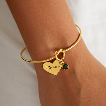 Personalised Heart Knot Gemstone Bangle Gift, 5 of 8