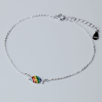 Sterling Silver Rainbow Candy Charm Bracelet, 2 of 7