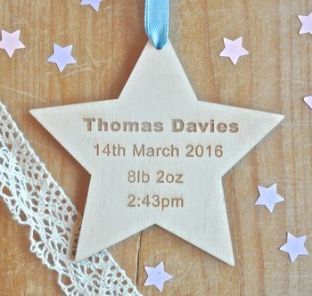 New Baby Wooden Hanging Star, 2 of 5