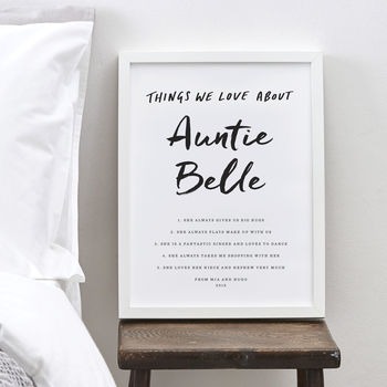 Personalised Things I Love About Auntie Print, 2 of 2