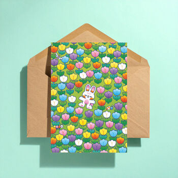 Cute Bunny Floral Greeting Card, 3 of 3