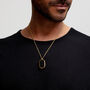 Men's Large Onyx Dog Tag Locket 18 K Gold Plated Silver, thumbnail 8 of 10