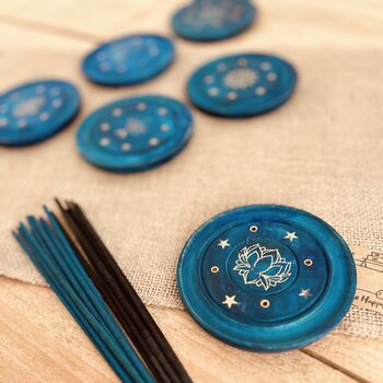 Midnight Blue And Gold Incense Stick Holder Burner Plate, 5 of 12