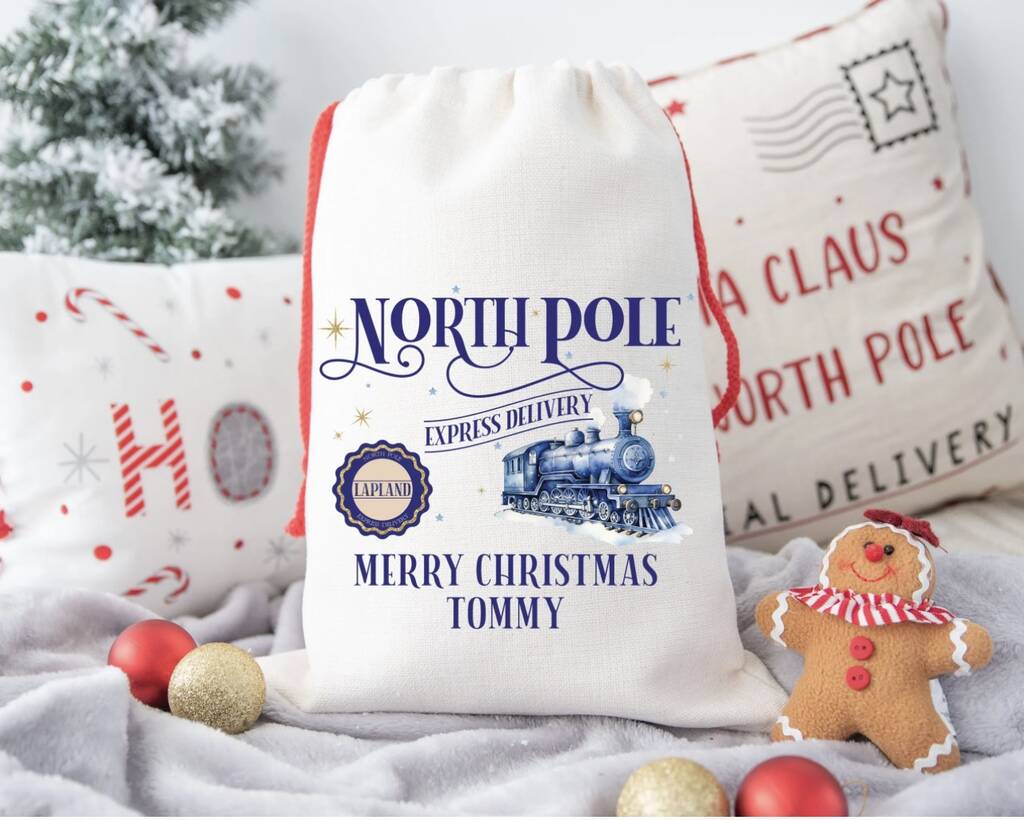 Personalised North Pole Express Large Santa Sack, 1 of 2
