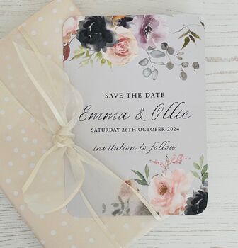Vintage Floral Personalised Save The Date Card, 2 of 3