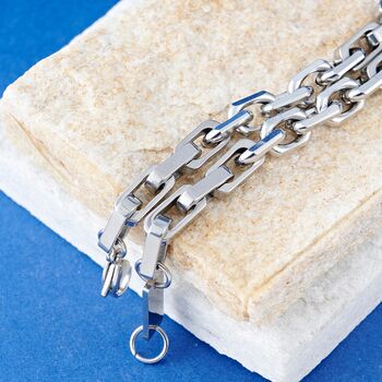 Silver Personalised Large Link Bracelet For Men And Women, 8 of 12