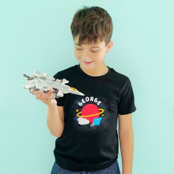 Kids Personalised Space T Shirt, 2 of 3