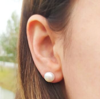 Natural Pearl Stud Earring Sterling Silver, 5 of 5