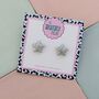 Star Glitter Resin Stud Earrings Silver, Gold And Pink, thumbnail 9 of 12