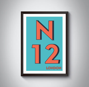 N12 North Finchley London Postcode Typography Print, 3 of 9